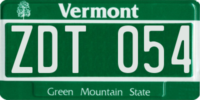 VT license plate ZDT054