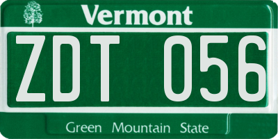 VT license plate ZDT056