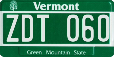 VT license plate ZDT060