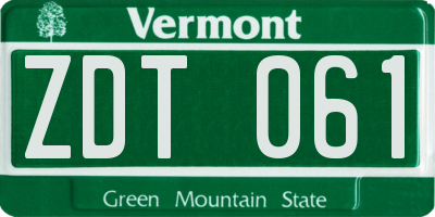 VT license plate ZDT061