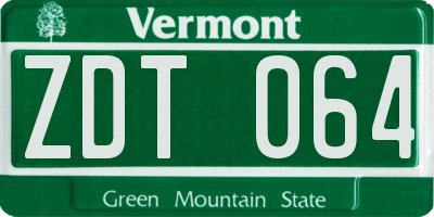 VT license plate ZDT064