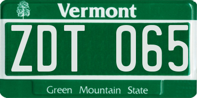 VT license plate ZDT065