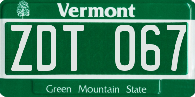 VT license plate ZDT067