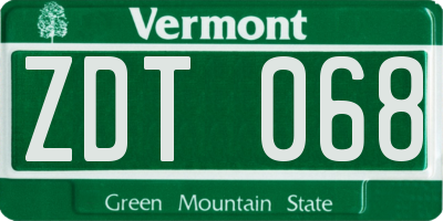 VT license plate ZDT068