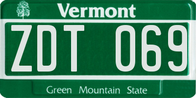 VT license plate ZDT069