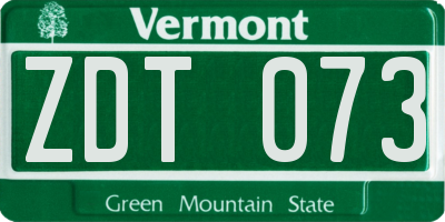 VT license plate ZDT073
