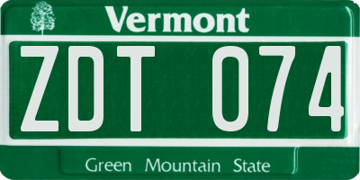 VT license plate ZDT074