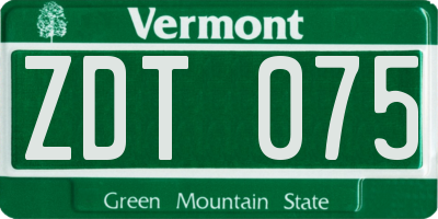 VT license plate ZDT075
