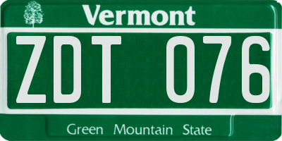 VT license plate ZDT076