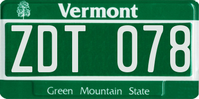 VT license plate ZDT078
