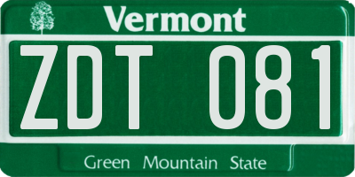 VT license plate ZDT081