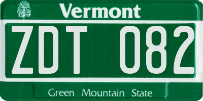 VT license plate ZDT082