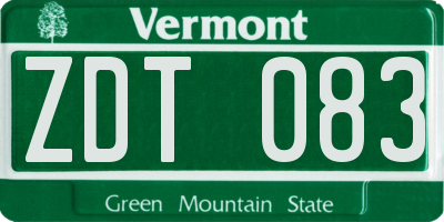 VT license plate ZDT083