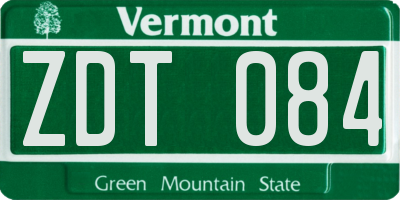 VT license plate ZDT084