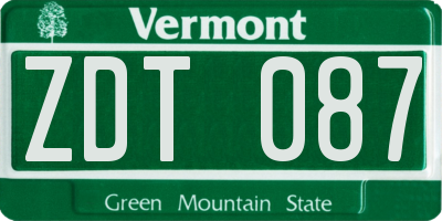 VT license plate ZDT087