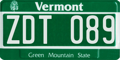 VT license plate ZDT089