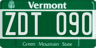 VT license plate ZDT090
