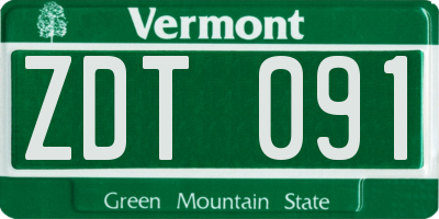VT license plate ZDT091