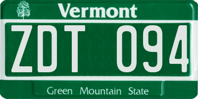 VT license plate ZDT094