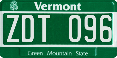 VT license plate ZDT096