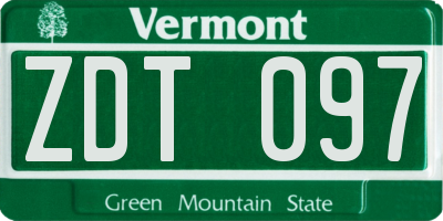 VT license plate ZDT097