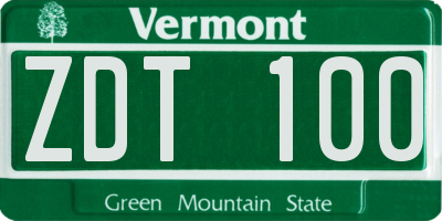 VT license plate ZDT100