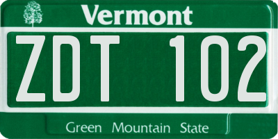 VT license plate ZDT102