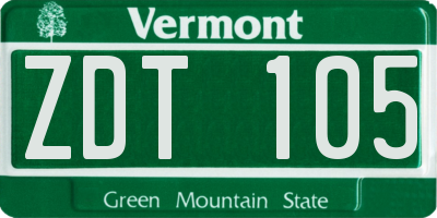 VT license plate ZDT105
