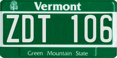VT license plate ZDT106