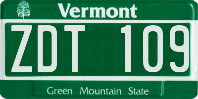 VT license plate ZDT109