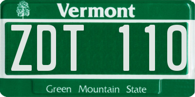 VT license plate ZDT110