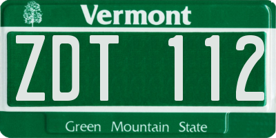 VT license plate ZDT112