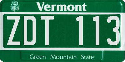 VT license plate ZDT113
