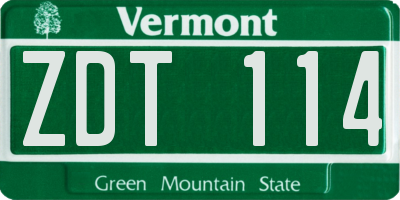 VT license plate ZDT114