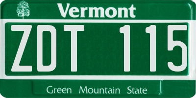 VT license plate ZDT115