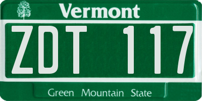 VT license plate ZDT117