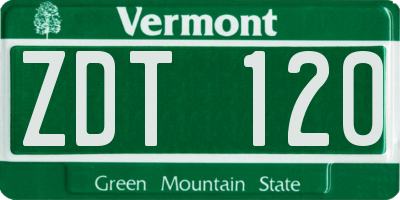 VT license plate ZDT120
