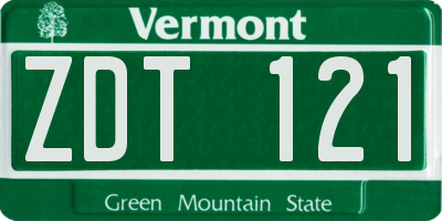 VT license plate ZDT121