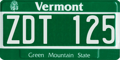 VT license plate ZDT125