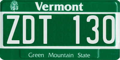 VT license plate ZDT130