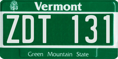 VT license plate ZDT131