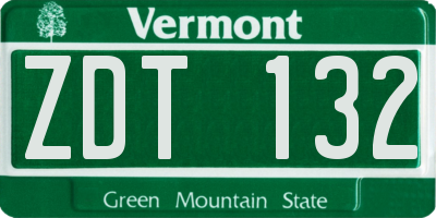 VT license plate ZDT132