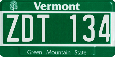 VT license plate ZDT134