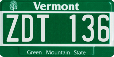 VT license plate ZDT136