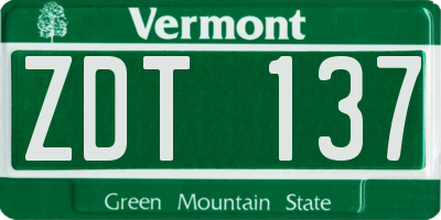 VT license plate ZDT137