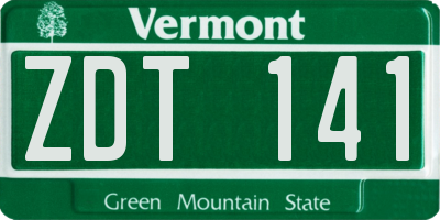 VT license plate ZDT141