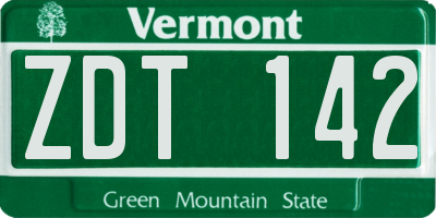 VT license plate ZDT142