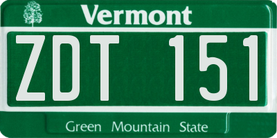 VT license plate ZDT151