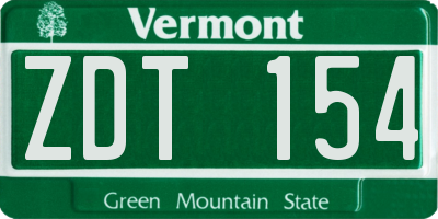 VT license plate ZDT154
