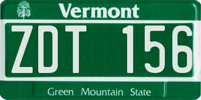 VT license plate ZDT156